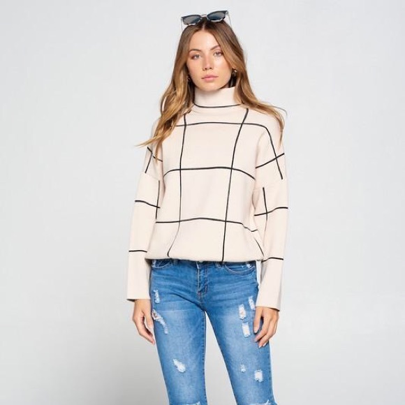 Sweaters - Grid pattern sweater